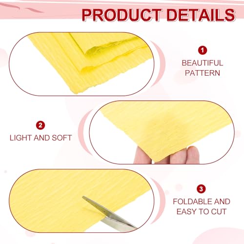 Image of MECCANIXITY Crepe Paper Roll 8.2ft Long 4 Inch Wide for Wedding Ceremony Various Large Festivals Decoration, Yellow