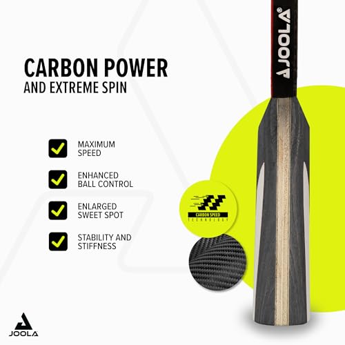 JOOLA Tischtennisschläger Carbon X Pro ITTF genehmigter Profi Wettkampf Tischtennis-Schläger 7 Sterne, 2 MM Schwammstärke, Schwarz/Grau