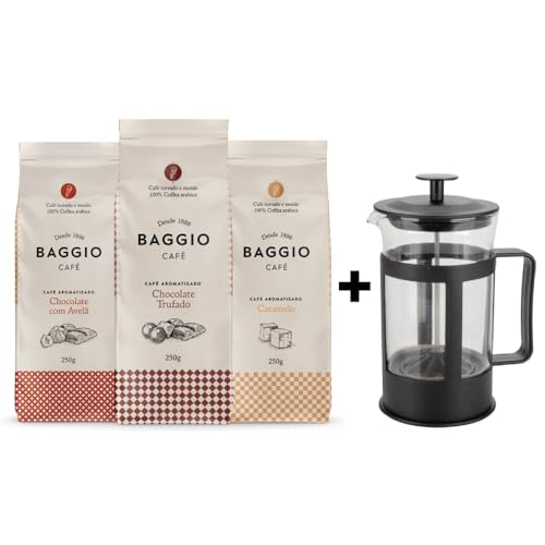 Kit Café Gourmet Baggio em Pó + Cafeteira Prensa Francesa 300ml