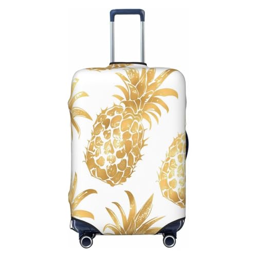 Golden Colored Pineapple Fruit Travel Luggage Cover Elastic Suitcase Covers Washable Anti Scratch Luggage Dust Covers Protector, Fits 25-28 inch Luggage, L