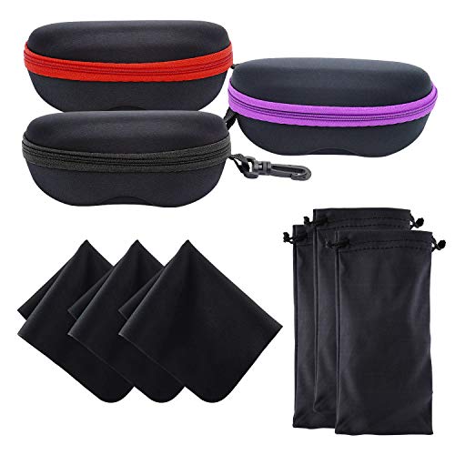INNOLIFE Zipper Hard Shell Sunglasses Cases, Portable Travel Eyeglasses Cases with Plastic Hook for Men Women