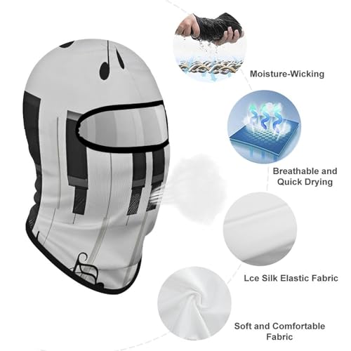 Balaclava para Hombres y Mujeres con Patrón de Teclas de Piano y Notas, Máscara de Rostro Completa para Ciclismo miniatura 3