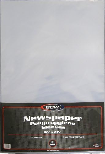BCW Newspaper 2-mil Polypropylene Sleeves 16" X 24" | 50-Sleeves per pack | 1-Pack