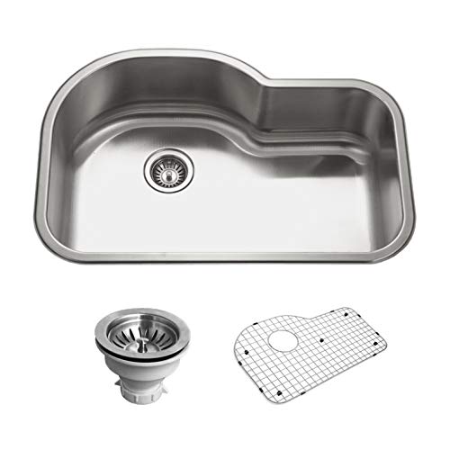 Houzer Bsh-3200 Belleo Series Topmount Offset Single Bowl Kitchen Sink, Stainless Steel #TOP19