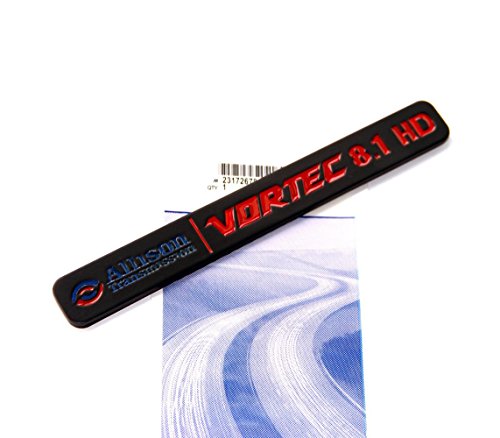 Image of Yoaoo 2Pack OEM Allison Transmission 8.1Hd Emblem 8.1L Vortec Badge Compatible with 2500Hd 3500Hd Silverado Sierra Black Red