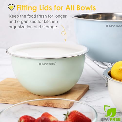 Rorence B-11N Stainless Steel Mixing Bowls: Color Painting Metal Mixing Bowl Set thumb #2