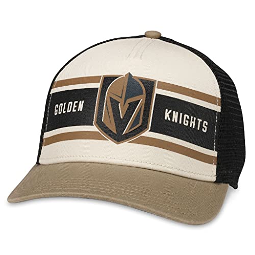 AMERICAN NEEDLE Officially Licensed NHL Hockey Vegas Golden Knights Adjustable Snapback Baseball Hat Sinclair Collection Black/Ivory/Dark Khaki (21001A-VGK-BIDK)
