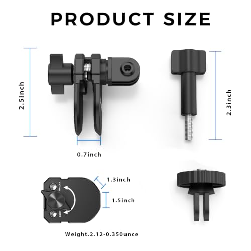 Image of Motorcycle Windshield Clip Camera Mount, for insta360 Ace Pro 2 Action Camera,Motorcycle Mount Clamps All Aluminum Alloy Camera Clamp with 1 /4 inch Adapter for for Gopro Hero DJI Action 5 4 3 2 OSMO 360