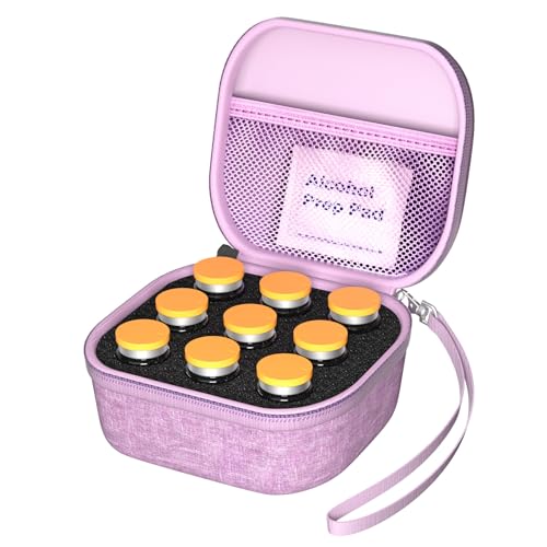 ProCase Estuche para Viales de Insulina de 10 ml, Organizador para Nevera con Funda Protectora para Insulina U-100 o Péptidos, Accesorios Diabéticos – Púrpura, 9 Ranuras