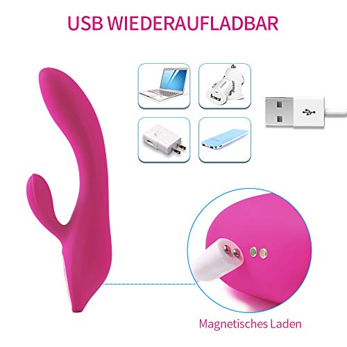 Vibratoren für Sie Klitoris und G-punkt mit Starke Funktion - Adorime Silikon Rabbit Vibrator Analvibrator Dildo Erotik Sexspielzeug für Frauen und Paare mit 7 Vibrationsfrequenz