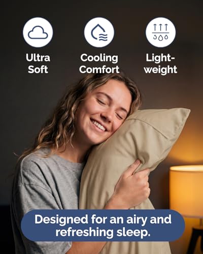Image of Lightweight 4 Piece Bed Sheet Set Full Size - Cooling Sheets for Hot Sleepers - Soft Breathable Bedding Set w / 8-16 Inch Deep Pockets - 1 Flat & 1 Fitted & 2 Pillowcases - Wrinkle Resistant - Wheat
