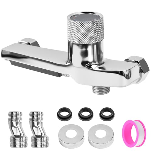 Vunanvu Mitigeur de Baignoire Cascade avec Thermostat 2 Sorties Robinet de Baignoire Thermostat et Douche Mélangeur de Baignoire Douche Robinet de Baignoire Armoire en Chrome pour Salle de Bain