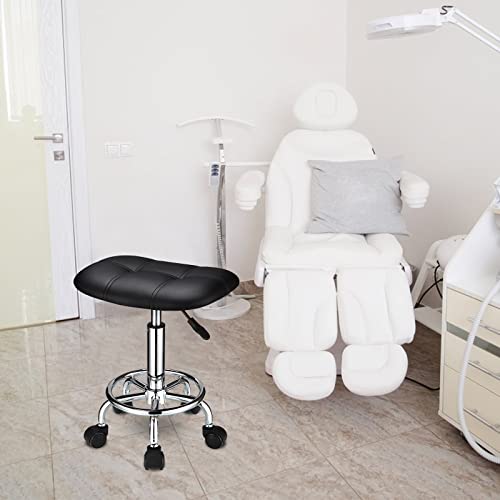 Hmtot Square Rolling Stool With Wheels Height Adjustable Swivel Stools Black #TOP1