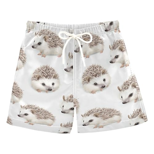 Chic Hedgehog - Traje de baño blanco para niños, secado rápido, pantalones cortos de surf, trajes de baño para niños, regalos de hijo, 2T, Elegante erizo blanco, 6 años