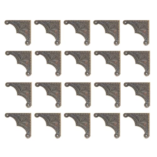 SOIMISS Protectores de Esquinas para Muebles de Hierro Estilo Antiguo 20 Piezas Color Cobre Envejecido para Decoración Vintage y Protección de Escritorios Mesas y Cajas de Madera