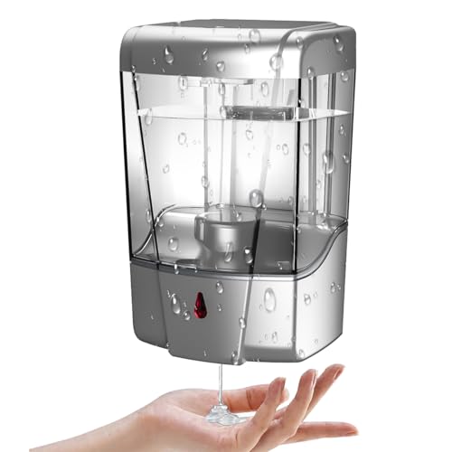 PLUSSEN Distributore automatico di sapone da parete senza foratura, adatto per bagni, cucine, distributori di disinfettante commerciale 600ML (9031-Grigio)