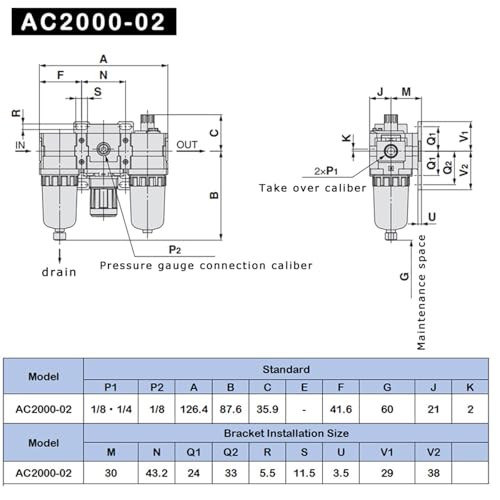 Régulateur compresseur AC3000-03D pour stopper l'huile et l'eau