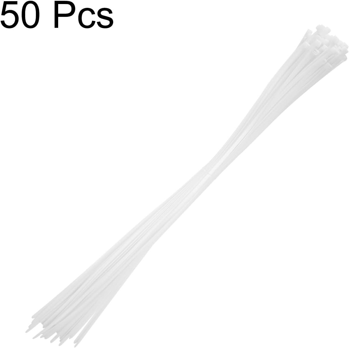 HARFINGTON 50pcs Cable Zip Ties, Plastic Nylon Ties Wraps, 35-Inch / 900mm Self-Locking Wire Cord Electrical Management Zip-Ties for Home, Office, Workshop, Outdoor Garden, 175LBS, White