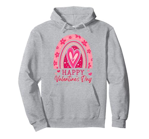 Happy Valentine's Day Cute Heart Love Rainbow Couples Family Sudadera con Capucha