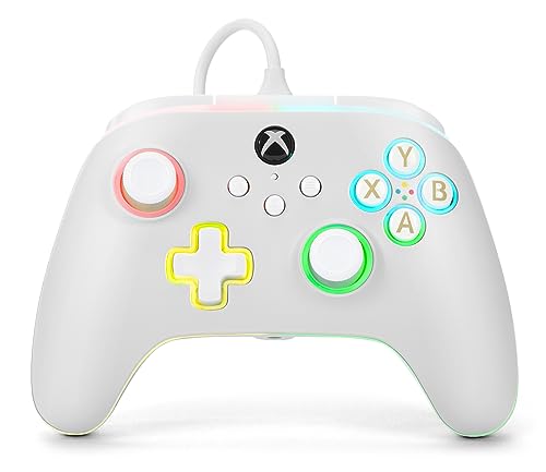 Image of PowerA Advantage Wired Gaming Controller with Lumectra for Xbox Series X /S, Xbox One, PC, Windows 10 /11 with Vivid LED Lighting, White (Officially Licensed)