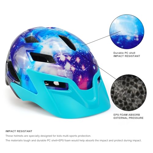 Image of Kids Helmet, Exclusky Kids Bike Helmet Adjustable Safety Lightweight Children Bicycle Helmet for Kids Skating Cycling Scooter Boys and Girls Bicycle Helmets Ages 5-8-14