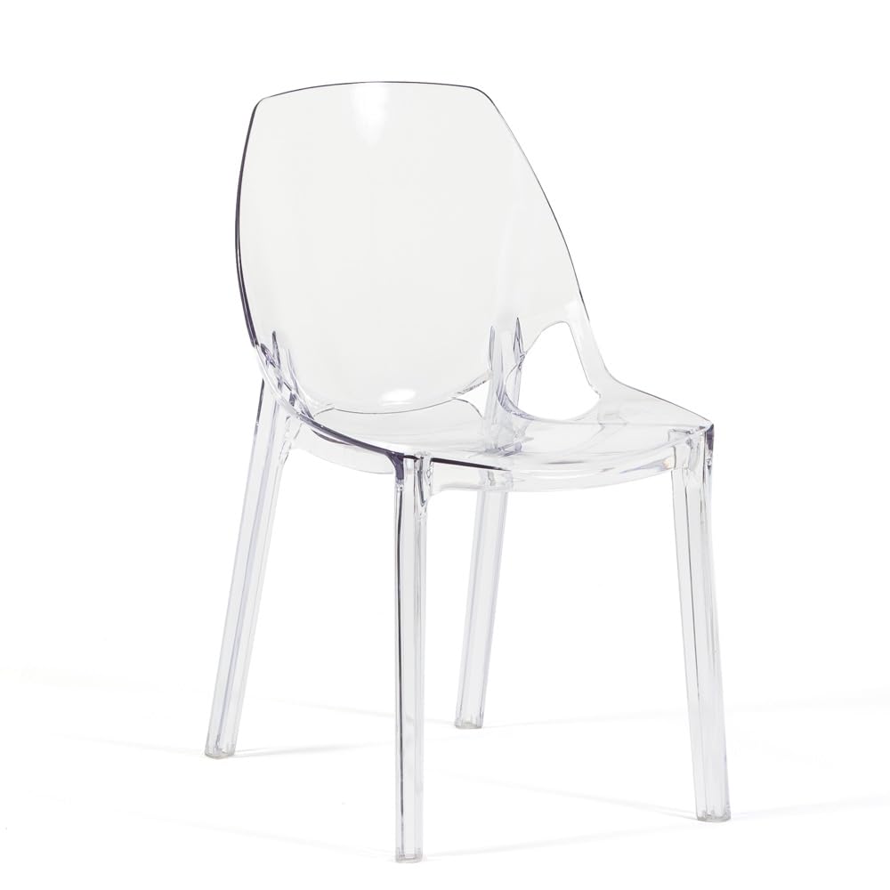 SIEDITI FUORI E DENTRO 2 Sedie in policarbonato trasparente per interni | Sedie Luce per cucina, sala da pranzo, bar e ristoranti. Sedie trasparenti moderne, di design, impilabili, colorate, robuste.