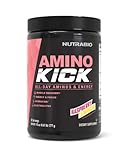 NutraBio Amino Kick – BCAA Powder with Natural Caffeine – Amino Acids Supplement for Energy, Hydration & Recovery – BCAAs, Electrolytes & Amino Acids – Raspberry Lemonade, 30 Servings