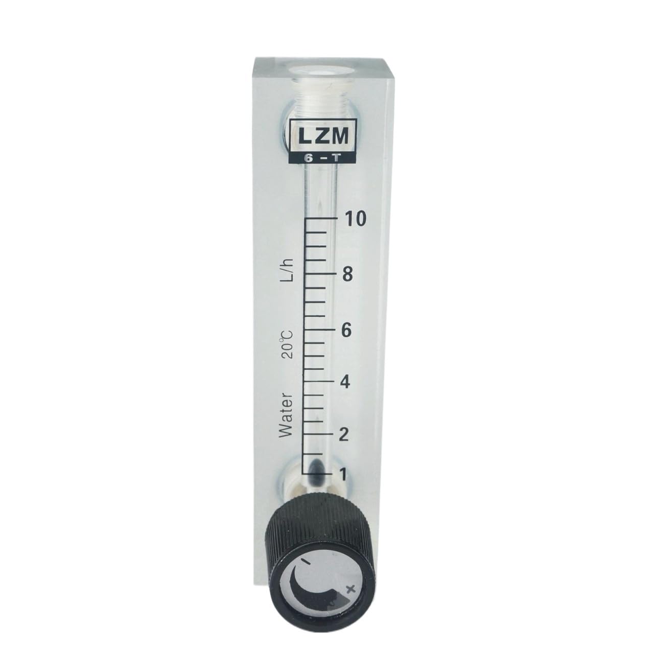 1 unidad de caudalímetro rotámetro de agua LZM-6T de panel acrílico, 1-10 l/h, con válvula de control y tubo de 8 mm de diámetro exterior.