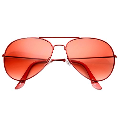 Women's Bang Colorful Tonal Retro Aviator Sunglasses (Cherry Red)