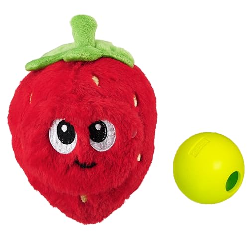 Outward Hound by Nina Ottosson Fruity Findz Interactive Plush Dog Puzzle with Treat Ball Dog Enrichment Toys, Plush, Red
