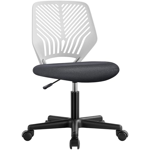 Yaheetech Silla Escritorio de Oficina Ergonómica Silla Giratoria Altura Ajustable sin Reposabrazos Asiento Malla Gris