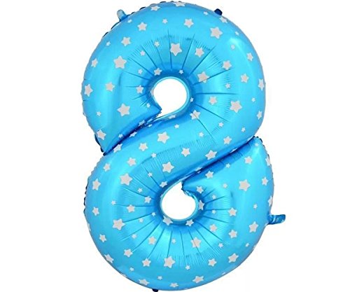 Image of AMFIN 17 inch 8 Number Foil Balloon, Birthday Decoration Items [Helium Supported] - Blue