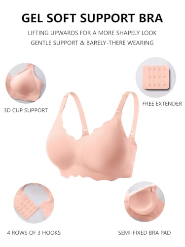 Image of COCOMARTS Jelly Bras for Women No Underwire Scalloped Wireless Push Up Bra