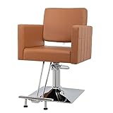 Bonnlo Salon Styling Chair for Hair Stylist Wide Seat, Hydraulic Barber Chair with Stainless Steel Footrest, Camel Hair Salon Chair Heavy Duty, Beauty Spa Cosmetology Shampoo Hairdressing Equipment