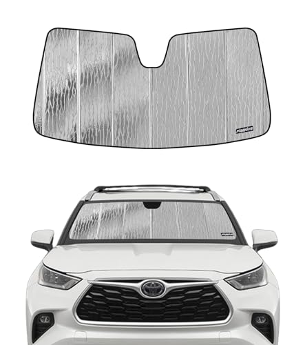 Pigenius Windshield Sun Shade for Toyota Highlander & Highlander Hybrid (Incl. 25th Edition) 2020-2026 NOT for Grand Highlander Reversible Silver/Black