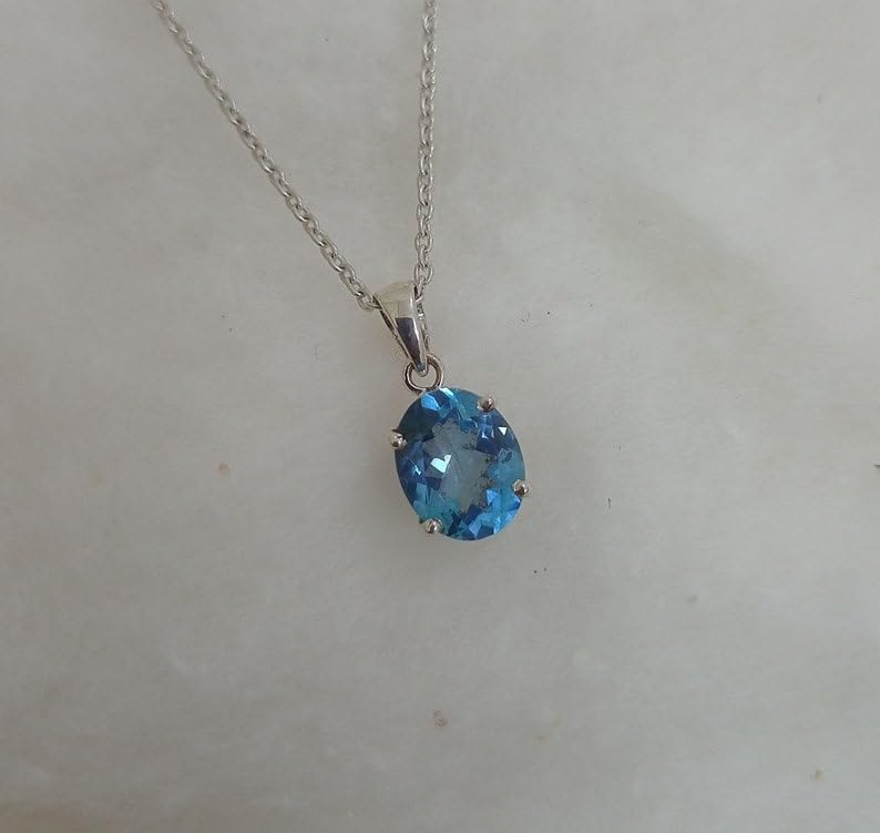 Colgante de topacio azul en plata 925: equilibra tu estrés diario con joyería espiritual 2
