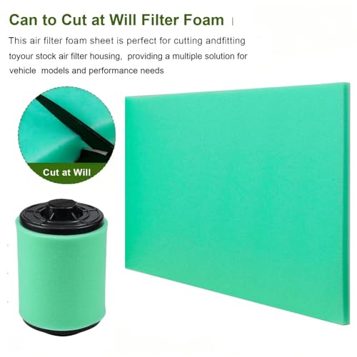 Image of Foam Air Filter Material Sheet for Uni Filter-BF-1 BF1-14 inch X 17 inch X 5 /8 inch, 65-PPI Bulk Fine Filter Foam Sheet, Universal Reusable Air Filter for Most Motorcycle ATV Scooters, Dirt Bike,UTV-Green