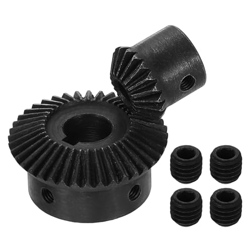 Image of uxcell 2Pcs Tapered Bevel Gears Set, 1 Mod 1:2 (20T /40T) Harden Steel Straight Bevel Gear, 90 Degree Steering Motor Gears, (6mm /12mm Shaft Hole with Keyway)