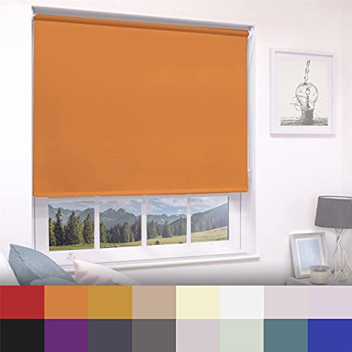 Straight Edge Dim-Out Roller Blind - Easy Fit Home Office - 90cm Width x 160cm Width Drop - Burnt Orange