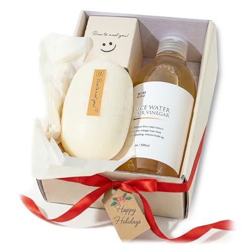 mimosu Rice Water Shampoo Bar & Apple Cider Vinegar Hair Rinse Set, 2-Step Scalp Detox & Hair Growth Treatment, Sulfate-Free, Strengthens & Balances pH, K-Beauty Vegan Hair Care Duo