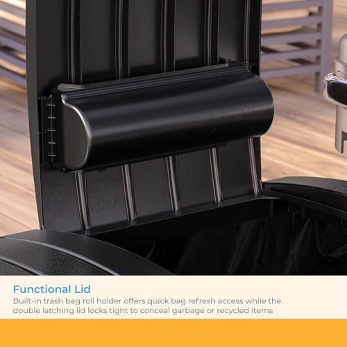 Image of Suncast Dual Trash Hideaway Cabinet for Garbage and Recycle Bags, Discrete Outdoor Trash Cabinet with Concealed Trash Bag Holders, Holds Two 33-Gal. Bags, Made in the USA