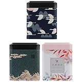 DEARMAMY 3 pezzi Barattoli Ermetici per Tè in Lattina Colorati Contenitori per Conservare Tisane Spezie e Design Sigillato per Freschezza e Decorazione Casa