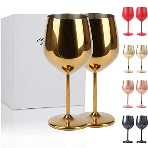 El Mejor Listado de Copas de vino - los preferidos. 46 COREFUN Juego de Copas de Vino de Acero Inoxidable con Tallo de Cobre Y Oro, 550ml/18oz, 2 Piezas, Copas de Vino de Acero Inoxidable con Tallo, Copa de Vino Tinto Inastillable,...