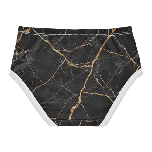 Toddler Girl Panties, Black Marble Gold Vein Cotton Girls Underwear, 2–8 Years2