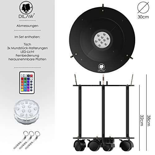 DILAW® Premium Shisha Tisch | Komplettes Set inklusive LED Untersetzer | mit 3 Schlauchhalter | Indoor und Outdoor… – Bild 8