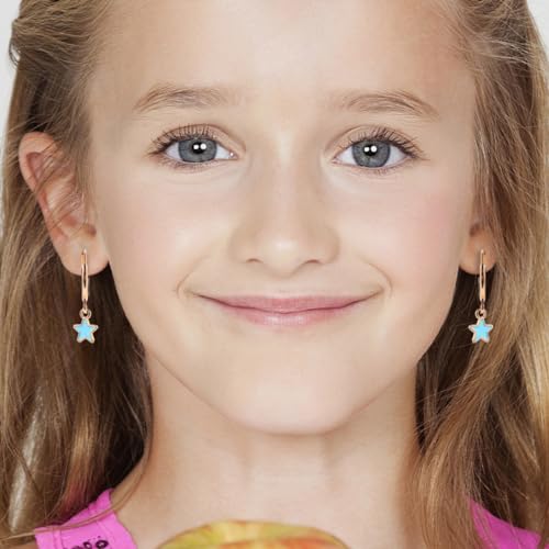 Image of Smiley Face Earrings Huggie Hoop Y2K Preppy Happy Lightning Bolt Heart Star Small Dangle Colorful Gold White Red Pink Yellow Blue Jewelry