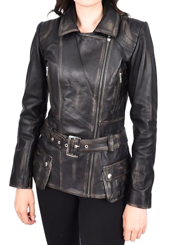 Veste en cuir de qualité supérieure Sandra coupe cintrée et zippée