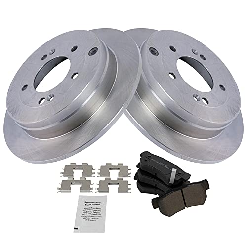 Image of TRQ Rear Brake Pad and Rotor Set Semi Metallic Solid Rotors | For 2006-2009 Hyundai Azera