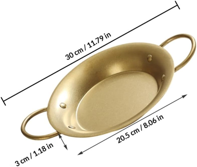 Stainless Steel Spanish Paella Pan 20.5cm round Flat Bottom Cookware with Double Handles for Home Cooking and Seafood Rice Steamer