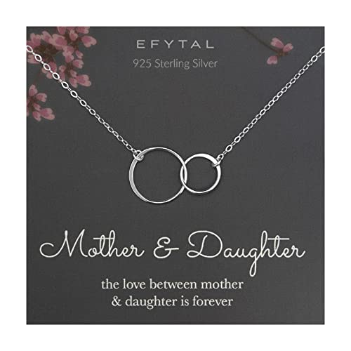 Efytal Mothers Day Gifts From Daughter, Sterling Silver Mother Daughter Necklace, Daughter Gift From Mom, Mothers Day Gifts For Daughter, Mothers Day Jewelry, First Mothers Day Gifts #TOP3